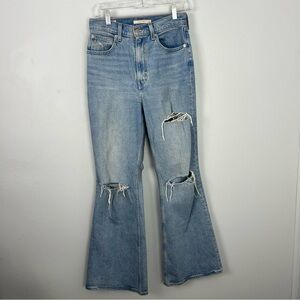 Levi’s 70s High Flare Jeans Big E Distressed Retro Hippie Bell Bottoms